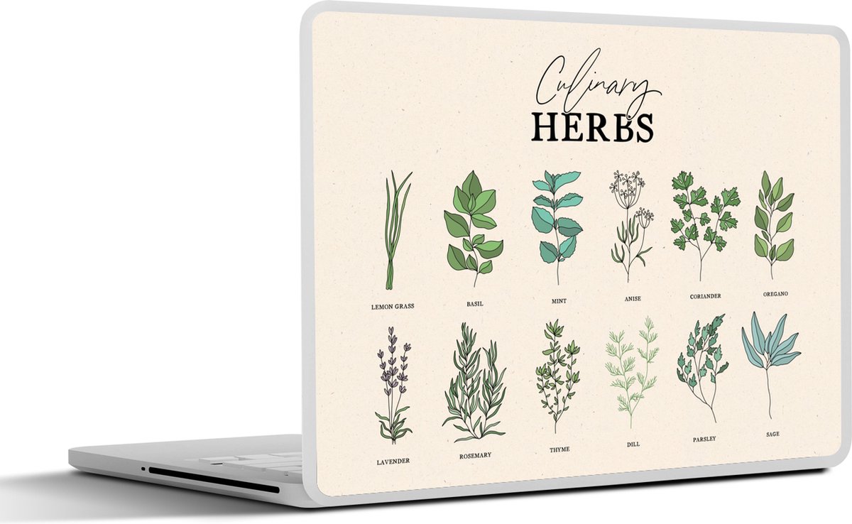 Laptop sticker - 13.3 inch - Keuken - Planten - Kruiden - 31x22,5cm - Laptopstickers - Laptop skin - Cover - Cadeau voor vrouw