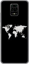 Geschikt voor Xiaomi Redmi Note 9 Pro hoesje - Wereldkaart - Patronen - Zwart - Siliconen Telefoonhoesje