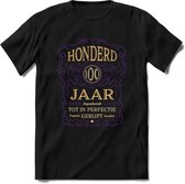 100 Jaar Legendarisch Gerijpt T-Shirt | Paars - Ivoor | Grappig Verjaardag en Feest Cadeau Shirt | Dames - Heren - Unisex | Tshirt Kleding Kado | - Zwart - 3XL