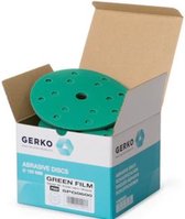 Gerko I Disques abrasifs I Green Film I P240 I 150 Ø I 15 trous I Velcro I 100 pièces I Papier de verre
