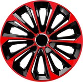 NRM - wieldoppen 15" - zwart met rood - set van 4 stuks - ABS / Duurzaam / Resistant