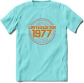 1977 Limited Edition Ring T-Shirt | Zilver - Goud | Grappig Verjaardag en Feest Cadeau Shirt | Dames - Heren - Unisex | Tshirt Kleding Kado | - Licht Blauw - XXL