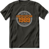 1989 Limited Edition Ring T-Shirt | Zilver - Goud | Grappig Verjaardag en Feest Cadeau Shirt | Dames - Heren - Unisex | Tshirt Kleding Kado | - Donker Grijs - M