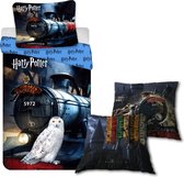 Dekbedovertrek Harry Potter- Hogwarts Express - Eenpersoons - 140 x 200 cm - Katoen, incl.  Sierkussen Harry Potter 35x35.