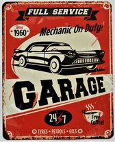 2D metalen wandbord "Garage 24/7" 25x20cm