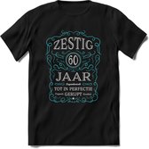 60 Jaar Legendarisch Gerijpt T-Shirt | Lichtblauw - Grijs | Grappig Verjaardag en Feest Cadeau Shirt | Dames - Heren - Unisex | Tshirt Kleding Kado | - Zwart - S