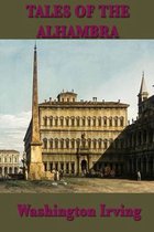 Boekomslag van Washington Irvings "Tales of the Alhambra" met een schilderij van een plein met een obelisk.