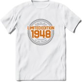 1948 Limited Edition Ring T-Shirt | Zilver - Goud | Grappig Verjaardag en Feest Cadeau Shirt | Dames - Heren - Unisex | Tshirt Kleding Kado | - Wit - 3XL