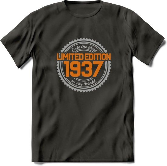 1937 Limited Edition Ring T-Shirt | Zilver - Goud | Grappig Verjaardag en Feest Cadeau Shirt | Dames - Heren - Unisex | Tshirt Kleding Kado | - Donker Grijs - 3XL