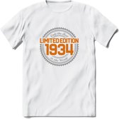1934 Limited Edition Ring T-Shirt | Zilver - Goud | Grappig Verjaardag en Feest Cadeau Shirt | Dames - Heren - Unisex | Tshirt Kleding Kado | - Wit - L