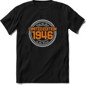 1946 Limited Edition Ring T-Shirt | Zilver - Goud | Grappig Verjaardag en Feest Cadeau Shirt | Dames - Heren - Unisex | Tshirt Kleding Kado | - Zwart - 3XL