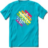 Love Is Love | Pride T-Shirt | Grappig LHBTIQ+ / LGBTQ / Gay / Homo / Lesbi Cadeau Shirt | Dames - Heren - Unisex | Tshirt Kleding Kado | - Blauw - XL