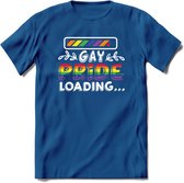 Gay Pride Loading T-Shirt | Grappig LHBTIQ+ / LGBTQ / Gay / Homo / Lesbi Cadeau Shirt | Dames - Heren - Unisex | Tshirt Kleding Kado | - Donker Blauw - M