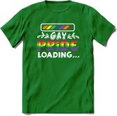 Gay Pride Loading T-Shirt | Grappig LHBTIQ+ / LGBTQ / Gay / Homo / Lesbi Cadeau Shirt | Dames - Heren - Unisex | Tshirt Kleding Kado | - Donker Groen - S