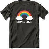 Love Is Love | Pride T-Shirt | Grappig LHBTIQ+ / LGBTQ / Gay / Homo / Lesbi Cadeau Shirt | Dames - Heren - Unisex | Tshirt Kleding Kado | - Donker Grijs - M