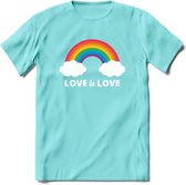 Love Is Love | Pride T-Shirt | Grappig LHBTIQ+ / LGBTQ / Gay / Homo / Lesbi Cadeau Shirt | Dames - Heren - Unisex | Tshirt Kleding Kado | - Licht Blauw - XL