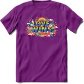 Love Wins | Pride T-Shirt | Grappig LHBTIQ+ / LGBTQ / Gay / Homo / Lesbi Cadeau Shirt | Dames - Heren - Unisex | Tshirt Kleding Kado | - Paars - S