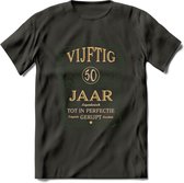 50 Jaar Legendarisch Gerijpt T-Shirt | Mos - Ivoor | Grappig Verjaardag en Feest Cadeau Shirt | Dames - Heren - Unisex | Tshirt Kleding Kado | - Donker Grijs - M