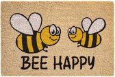 Home&Deco Kokos Deurmat Bee Happy 40x60x4 cm-1 stuk
