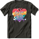 Born This Way | Pride T-Shirt | Grappig LHBTIQ+ / LGBTQ / Gay / Homo / Lesbi Cadeau Shirt | Dames - Heren - Unisex | Tshirt Kleding Kado | - Donker Grijs - 3XL