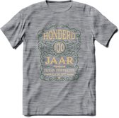 100 Jaar Legendarisch Gerijpt T-Shirt | Mos - Ivoor | Grappig Verjaardag en Feest Cadeau Shirt | Dames - Heren - Unisex | Tshirt Kleding Kado | - Donker Grijs - Gemaleerd - S