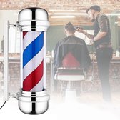 Luxiqo® Kapperspaal – Winkelpaal – Barbershop – Kapsalon paal – LED Lamp – Klassieke Stijl – Chroom