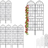 Relaxdays 8x klimplantenrek - zwart - metaal - plantensteun - plantenrek - 220 x 50 cm