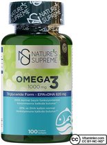 Omega 3 Visolie - Fish Oil Omega 3 - Nature's Supreme - 1000 mg - 100 softgels