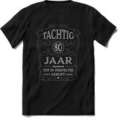 80 Jaar Legendarisch Gerijpt T-Shirt | Donkergrijs - Grijs | Grappig Verjaardag en Feest Cadeau Shirt | Dames - Heren - Unisex | Tshirt Kleding Kado | - Zwart - S