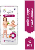 Bella Baby Happy Broek Maat 5 Junior 11-18 kg, Easy On Easy-Off, Sneldrogend, comfortabel, dermatologisch getest, Voordeelverpakking - 40 stucks