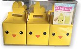 Chicken Giftboxes - Met happy easter label en roze pompom - Pasen geschenkdoos