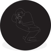 Illustration d'embrasser des gens sur fond noir Cercle mural aluminium ⌀ 30 cm - impression photo sur cercle mural / cercle vivant / cercle de jardin (décoration murale)