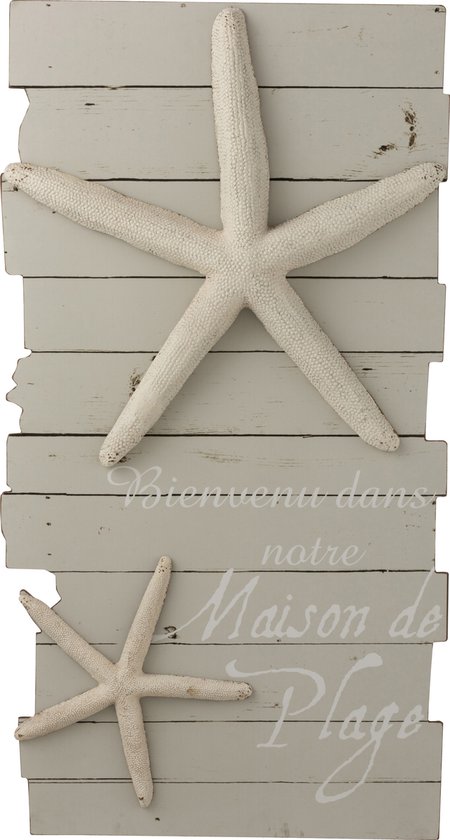 J-Line kader Maison De Plage - hout - lichtgrijs/wit - large