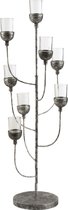 J-Line Kandelaar Windlichten Metaal/Glas Zilver
