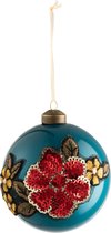 Kerstbal | glas | blauw | 10x10x (h)11 cm