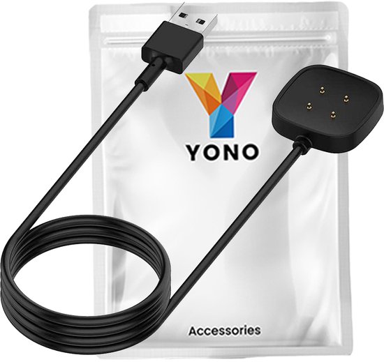 Zwarte USB-oplaadkabel met square magnetische oplader, verpakt in YONO-verpakking.