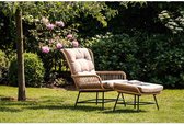 BUITEN living Dex loungestoel tuin incl. voetenbank | wicker + aluminium | bamboe antraciet