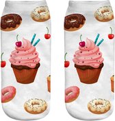 Donut Sokken-Enkel-Verjaardag-Cupcake-Grappig-Unisex-One size-Verjaardag-Cadeau-Cadeautip-Sokken-Socks-Happy-Happy Socks