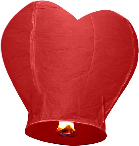 4x rode hartje wensballonnen - 100 x 50 cm - hart wensballon rood