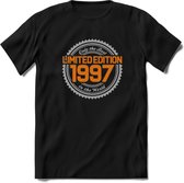 1997 Limited Edition Ring T-Shirt | Zilver - Goud | Grappig Verjaardag en Feest Cadeau Shirt | Dames - Heren - Unisex | Tshirt Kleding Kado | - Zwart - 3XL