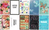 Cards & Crafts 10 Luxe Bedankt Wenskaarten - 12x17cm - Gevouwen kaarten met enveloppen