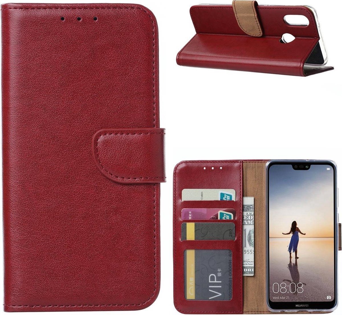 LuxeBass Hoesje geschikt voor Huawei P30 - Bookcase Bruin - portemonnee hoesje - telefoonhoes - gsm hoes - telefoonhoesjes