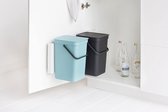 Inbouwprullenbak | Inbouwafvalbak | 2 Stuks | 12 Liter | Mint | Grijs | 43 x 52 x 33 Cm