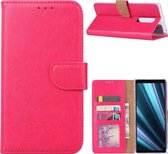 LuxeBass Hoesje geschikt voor Sony Xperia 1 - Bookcase Roze - portemonnee hoesje - telefoonhoes - gsm hoes - telefoonhoesjes
