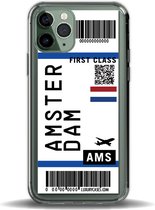 iPhone 11 case vliegticket Amsterdam - Transparant - hoesje - iPhone 11