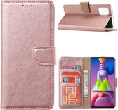 LuxeBass Hoesje geschikt voor Samsung Galaxy M51 - Bookcase Rose Goud - portemonnee hoesje - telefoonhoes - gsm hoes - telefoonhoesjes