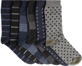 Heren sokken - 6 paar - Grijs/Zwart/Navy - Normale sokken