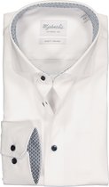 Michaelis slim fit overhemd - twill - wit (contrast) - Strijkvrij - Boordmaat: 40