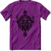 Bizon - Dieren Mandala T-Shirt | Rzoe | Grappig Verjaardag Zentangle Dierenkop Cadeau Shirt | Dames - Heren - Unisex | Wildlife Tshirt Kleding Kado | - Paars - L