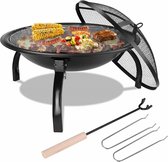 Flanner® Ronde Grill Barbecue & Open Haard - BBQ ook geschilt als vuurkorf - Vuurschaal voor Buiten - 60cm Diameter -